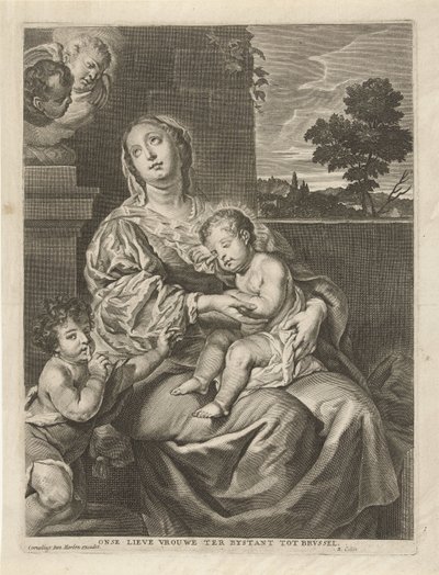 Madonna nukkuvan lapsen ja Johannes Kastajan kanssa Our Lady of the Bystant Brvsseliin (otsikko esineessä) tekijältä Richard Collin