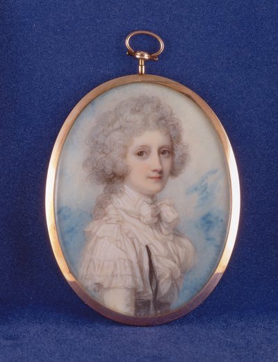 Elizabeth (1750-88) Hopetounin kreivitär, 1789 (wc ja guassi norsunluun päällä) tekijältä Richard Cosway