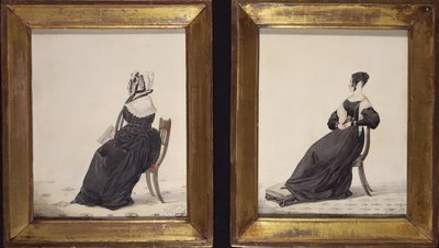 Kaksi leskien muotokuvaa, 1837 (wc ja kynä paperille) tekijältä Richard Dighton
