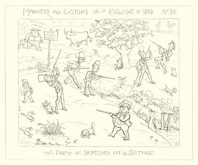 1849, Urheilijoiden seurue ammuskelussa tekijältä Richard Doyle