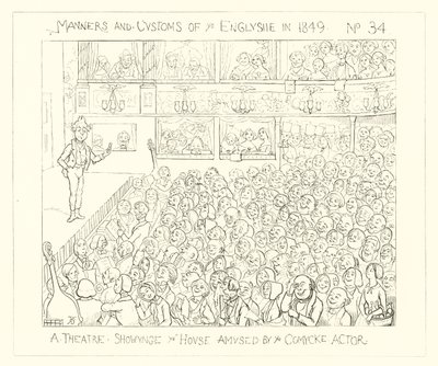 1849, Teatteri, joka näyttää talon huvittamana sarjakuvanäyttelijänä tekijältä Richard Doyle