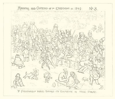 1849, Muodikas maailma harjoittelee Hyde Parkissa tekijältä Richard Doyle