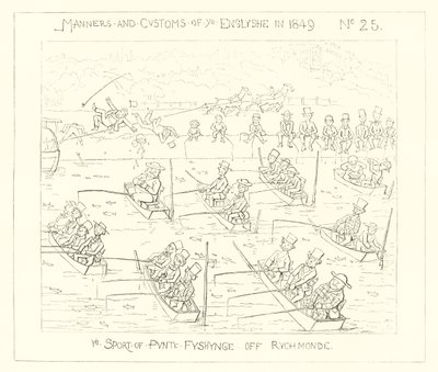 1849, punttikalastuslaji Richmondin edustalla tekijältä Richard Doyle