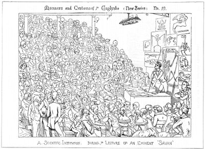 Tieteellinen laitos. Eminentin Savanin luennon aikana, 1849 tekijältä Richard Doyle