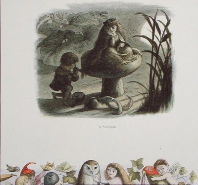 Serenade, kuvitus William Allinghamin ja Andrew Langin teoksesta "In Fairyland: A Series of the Elf-World" (värinen lito) tekijältä Richard Doyle