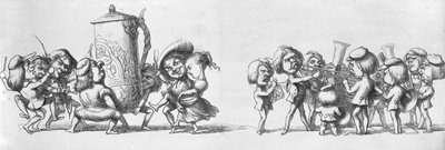 Bändit soittavat vierailijoille suuressa näyttelyssä, 1851 tekijältä Richard Doyle