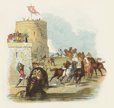 Kuvitus Jack The Giant Killerille (väri litho) tekijältä Richard Doyle