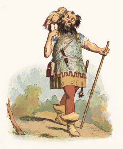 Kuvitus Jack The Giant Killerille (värilitho) tekijältä Richard Doyle