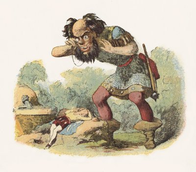 Kuvitus Jack The Giant Killerille (väri litho) tekijältä Richard Doyle