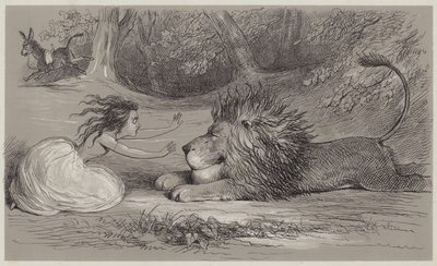Una ja leijona (akvatintta) tekijältä Richard Doyle
