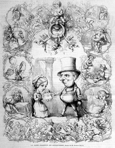 Ystävänpäivää vietetään Englannissa. Kuvitus: Richard Doyle (1824 - 1883). tekijältä Richard Doyle