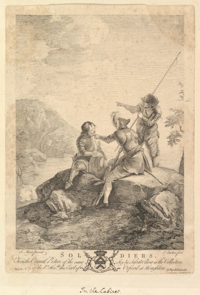 Kolme sotilasta, 1766-67. tekijältä Richard Earlom
