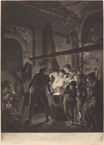 Sepän myymälä tekijältä Richard Earlom after Joseph Wright