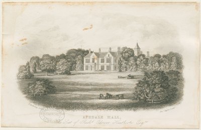 Apedale Hall House and Park: teräskaiverrus, nd [?1700-luvun loppu] tekijältä Richard Edensor Heathcote