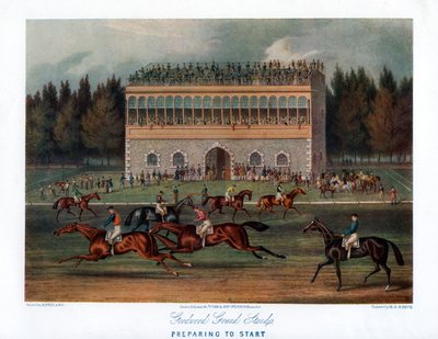 Goodwood Grand Stand, valmistautuu alkuun, 1836. tekijältä Richard Gibson Reeve