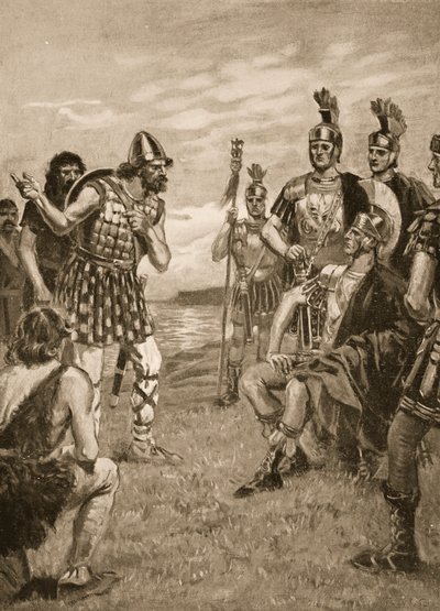 Agricola vastaanottaa Irlannin kuninkaan, kuva "Kansakunnan historiasta" tekijältä Richard Henry Brock