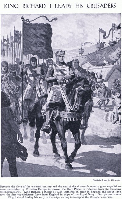 Kuningas Richard I johtaa ristiretkeläisiä, noin 1950 tekijältä Richard Henry Brock