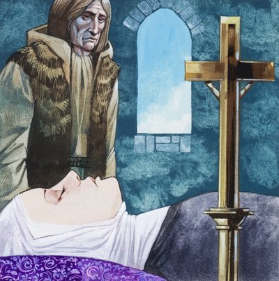Sir Lancelot saapuu nunnaluostariin ja huomaa, että kuningatar Guinivere on jo kuollut - tekijältä Richard Hook