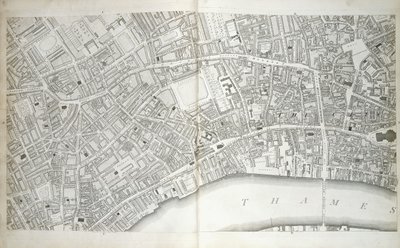 Levy aiheesta "Plan of the Cities of London and Westminster the Borough of Southwark, and Parts Adjoining", n. 1792-1799 tekijältä Richard Horwood