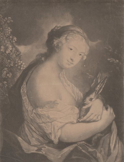 Syksy: nuori nainen pitelee kani, 1775. tekijältä Richard Houston