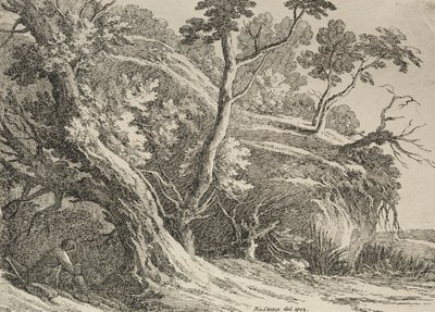 Polyautografian näytteet: Mies istuu tammen alla, 1802. tekijältä Richard II Cooper
