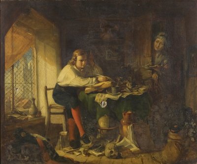 Chatterton säveltää Rowleian käsikirjoituksia (öljy kankaalle) tekijältä Richard J. Lewis