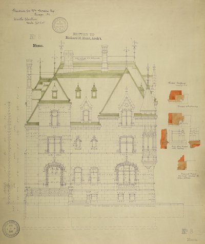 William Borden Residence, Chicago, Illinois, South Elevation tekijältä Richard Morris Hunt