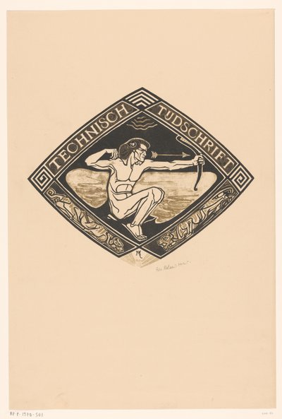 Kansisuunnittelu: Technical Magazine, 1914 tekijältä Richard Nicolaüs Roland Holst (signed by artist)