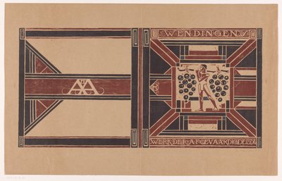 Kannen suunnittelu: Wendingen, 1921 Valtuutettujen jäsenten työ (nimike esineessä) tekijältä Richard Nicolaüs Roland Holst (signed by artist)