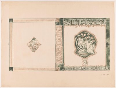 Kansisuunnittelu: Wendingen, Woodcarvers-numero, 1919 tekijältä Richard Nicolaüs Roland Holst (signed by artist)