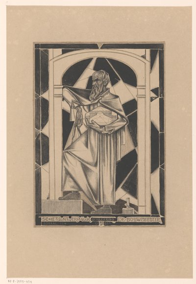 The Master Builder (alkuperäinen nimi objektissa) Luonnos De Bouwmeesterin maalaukseen (otsikko esineessä) tekijältä Richard Nicolaüs Roland Holst