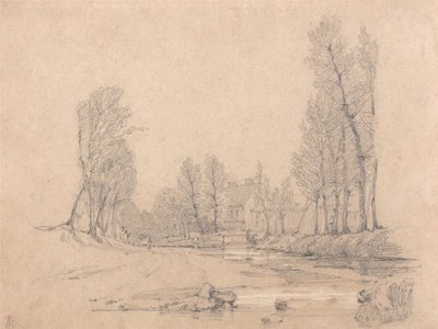 Metsäinen virta ja maalaistalo Normandiassa tekijältä Richard Parkes Bonington