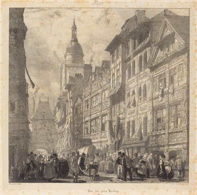 Rue du Gros-Horloge, Rouen tekijältä Richard Parkes Bonington