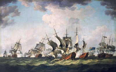 Quiberonin lahden taistelu, 20. marraskuuta 1759 (öljymaalaus) tekijältä Richard Paton
