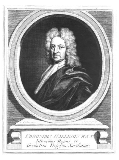 Muotokuva Edmond Halleysta (1656-1742), kaiverrus George Vertue (1684-1756) (bw kuva) tekijältä Richard Philips