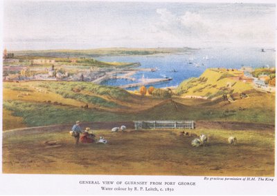 Yleiskuva Guernseystä Port Georgesta, 1945 tekijältä Richard Principal Leitch