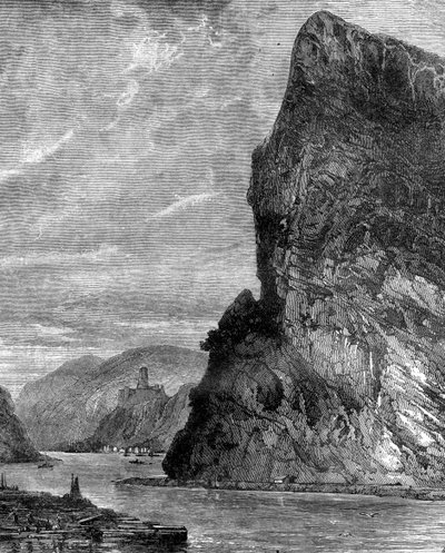 Loreley rock, lähellä St Goarshausenia, Saksa, 1800-luku tekijältä Richard Principal Leitch