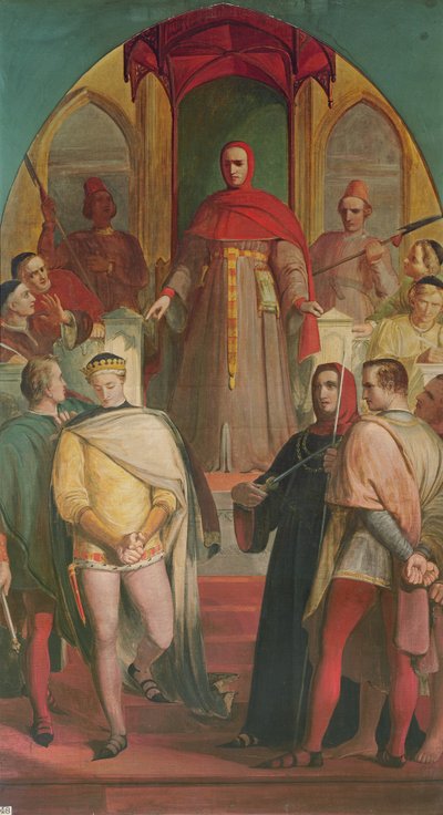 Prinssi Henry (1387-1422) tunnustaa tuomari Gascoignen (n. 1350-1419) valtuudet 1845 tekijältä Richard Redgrave