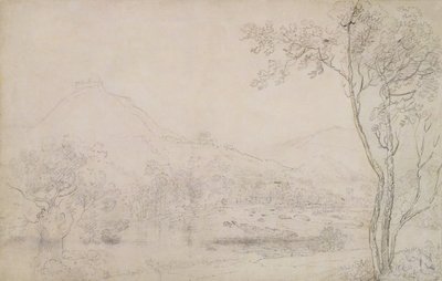 Castell Dinas Bran, Wales (grafiitti ja musta liitu paperille) tekijältä Richard Wilson