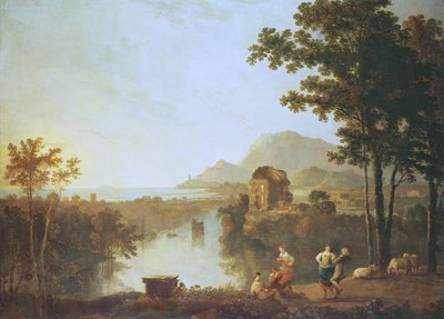 Laaja rannikkomaisema illalla (öljy kankaalle) tekijältä Richard Wilson