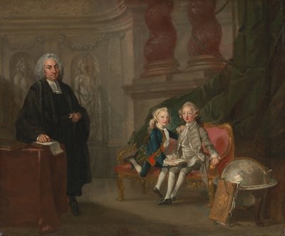 Prinssi George ja prinssi Edward Augustus, Walesin prinssin Frederickin pojat, opettajansa tohtori Francis Ayscoughin kanssa tekijältä Richard Wilson