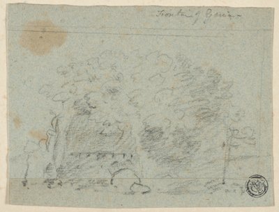 Luonnos puista sillan lähellä (etusivu); luonnos rakennuksesta (kääntöpuoli). tekijältä Richard Wilson