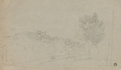 Näkymä Wilsonin talolle ja puutarhaan (recto); Näkymä Wilsonin talolle ja puutarhaan (käänteinen) tekijältä Richard Wilson