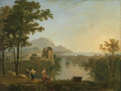 Laaja eteläinen rannikkomaisema iltahämärässä tekijältä Richard Wilson