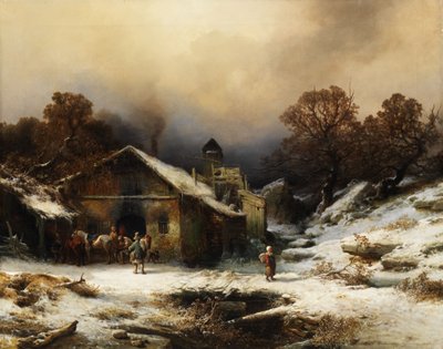 Verschneite Landschaft mit Bauernhaus tekijältä Richard Zimmermann