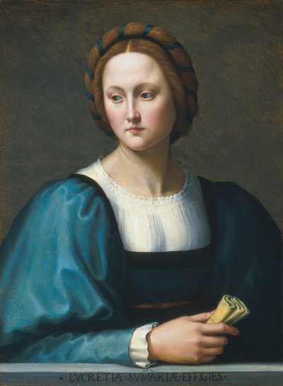 Lucrezia Sommaria, noin 1510 (öljy paneelille). tekijältä Ridolfo Il (1483-1561) Ghirlandaio
