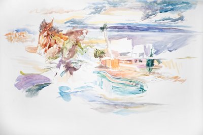 Desert Condo, 2023 (akvarelli) tekijältä Rob D Davies