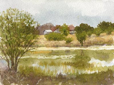 Crumleyn lampi, 2014 (akvarelli paperille) tekijältä Rob Wood