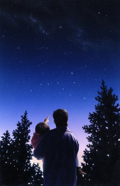 Isä ja tytär, 2002 (akryyli taululle) tekijältä Rob Wood