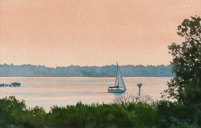 Purjehdus kotiin, 2008 (akvarelli paperille) tekijältä Rob Wood